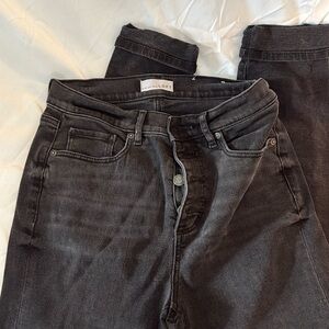 Loft black skinny button front jeans high waist size 6